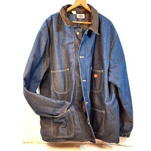 Vintage Dickies Mens Blue Denim Blanket Lined Chore Work Jacket 90's Size XXXL